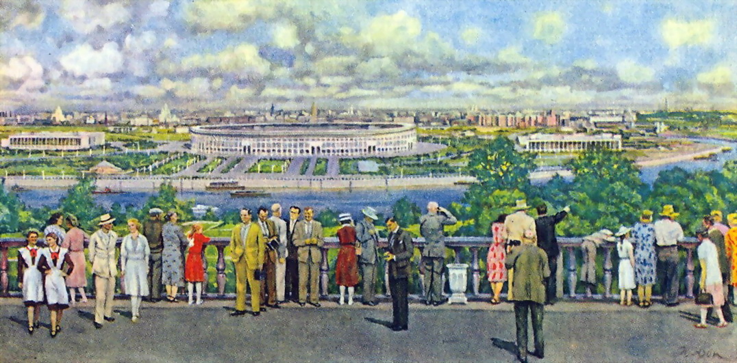 Moscow. View of the Lenin Stadium in Luzhniki (1956) – Konstantin Yuon Tablo