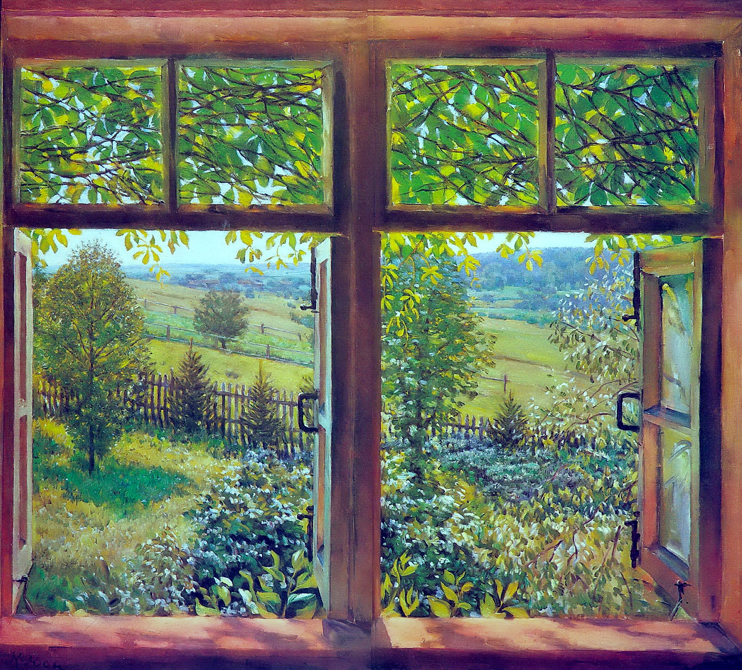 Open Window. Ligachevo (1947) Konstantin Yuon tablo - Dekolata