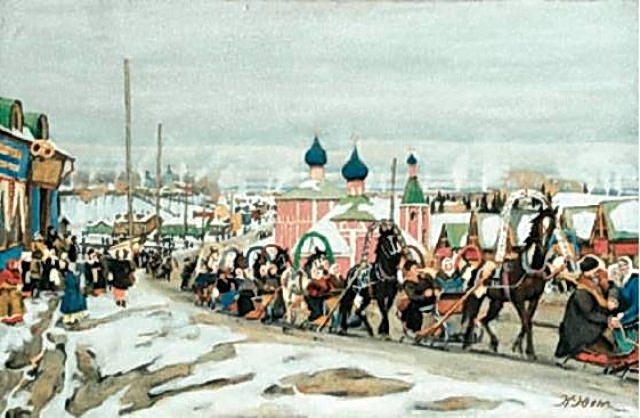Pancake riding. Sergiev Posad (1921) Konstantin Yuon tablo - Dekolata