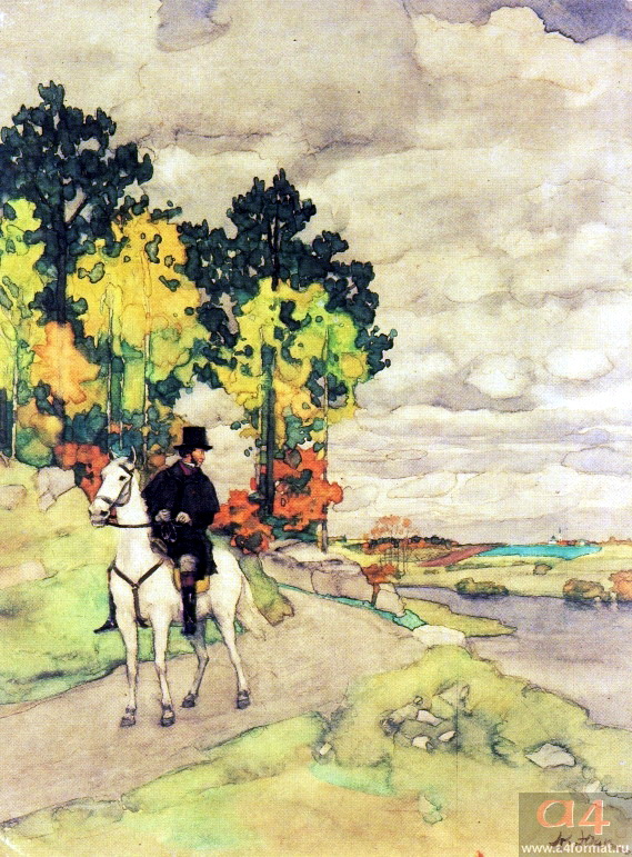 Pushkin on horseback (1949) Konstantin Yuon tablo - Dekolata
