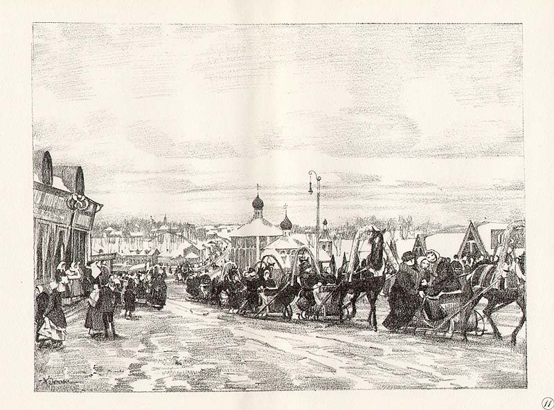 Sergiyev Posad. Pancake riding (1923) Konstantin Yuon tablo - Dekolata