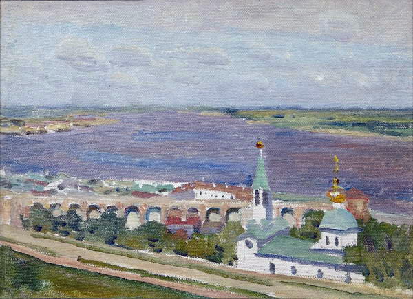 Sketch for the painting Gorky and Shalyapin in Nizhny Novgorod (1955) Konstantin Yuon tablo - Dekolata
