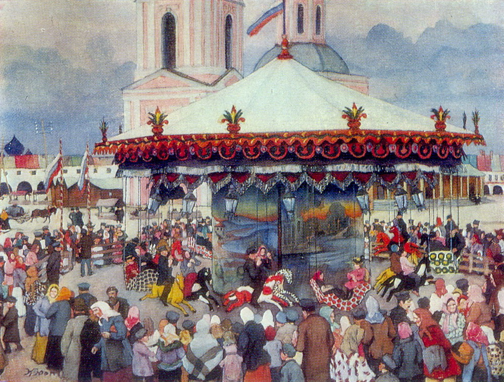 The Carousel (1913) Konstantin Yuon tablo - Dekolata