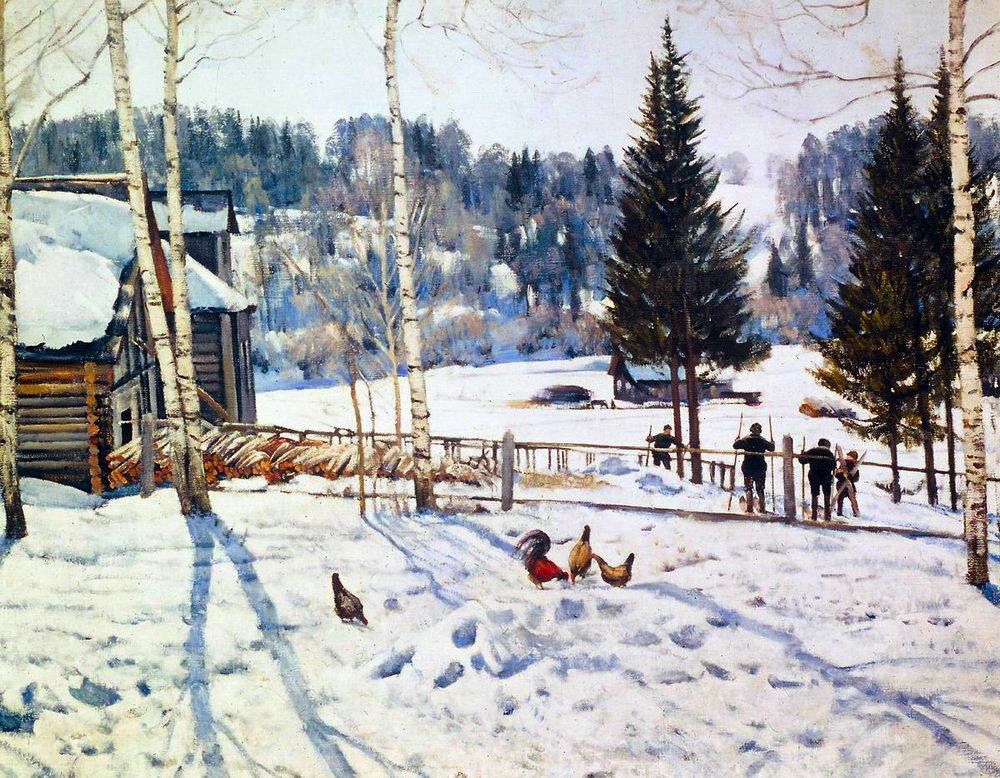 The End of Winter. Noon. Ligachevo (1929) Konstantin Yuon tablo - Dekolata