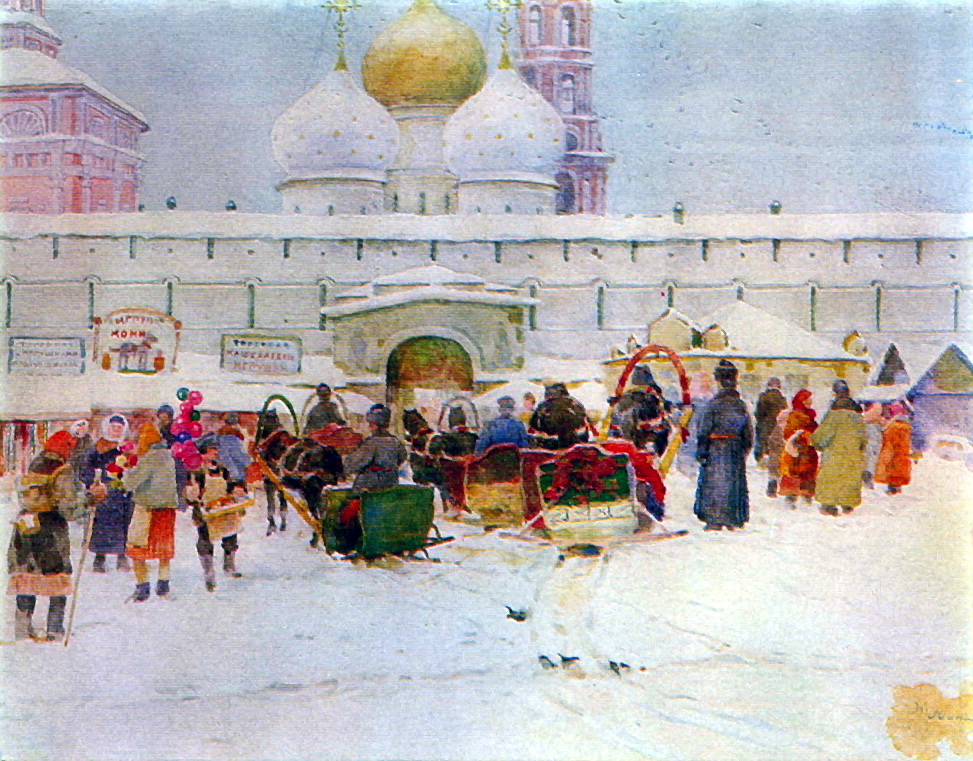The Market Near Troitse Sergiyev Monastery Konstantin Yuon tablo - Dekolata