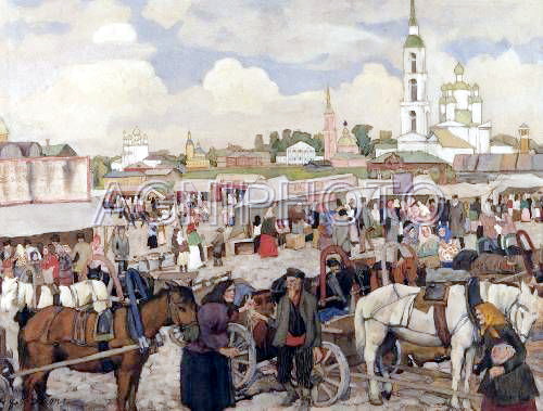 The Market in Uglich Konstantin Yuon tablo - Dekolata