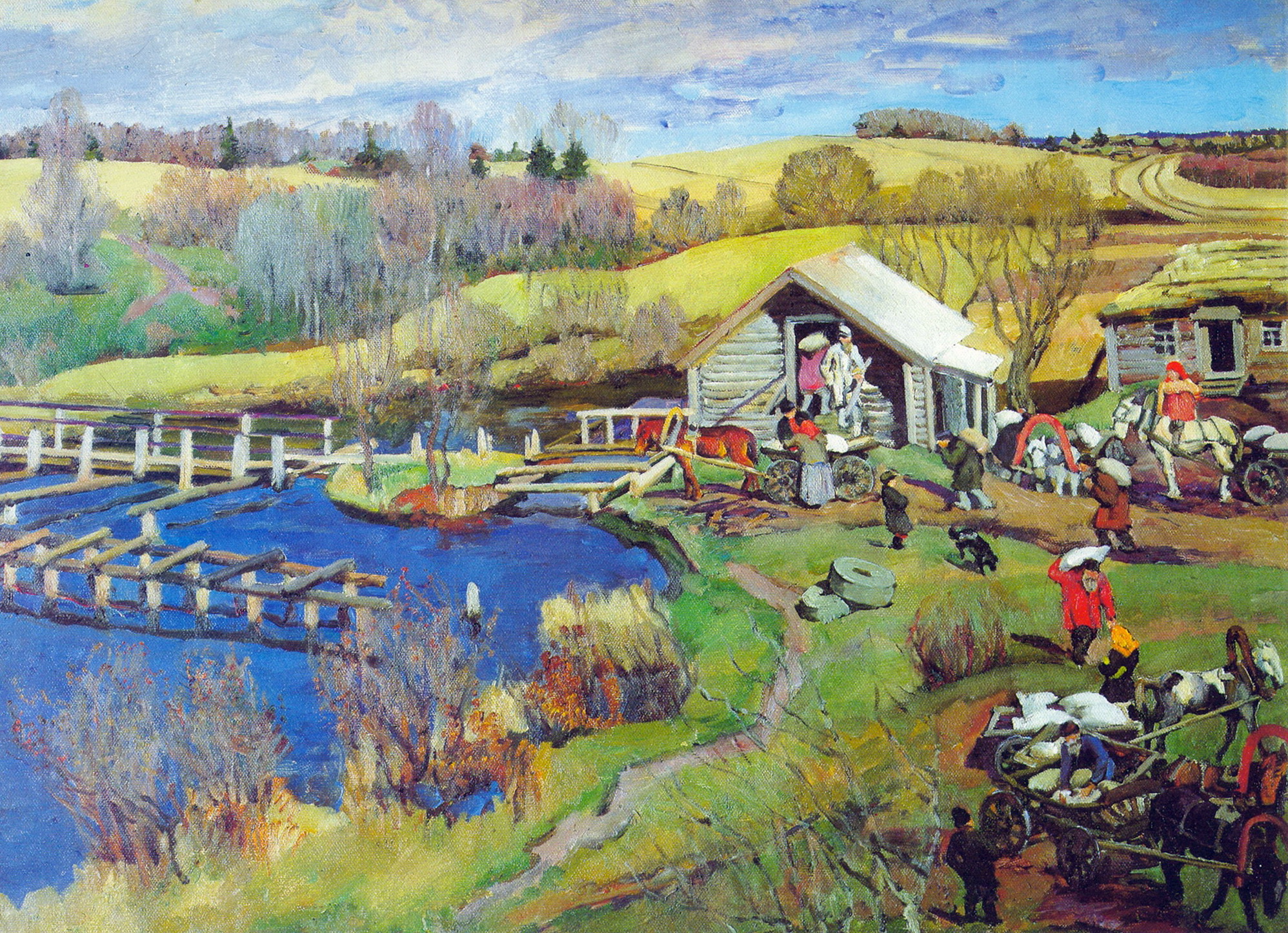 The Mill. October. Ligachevo (1913) Konstantin Yuon tablo - Dekolata