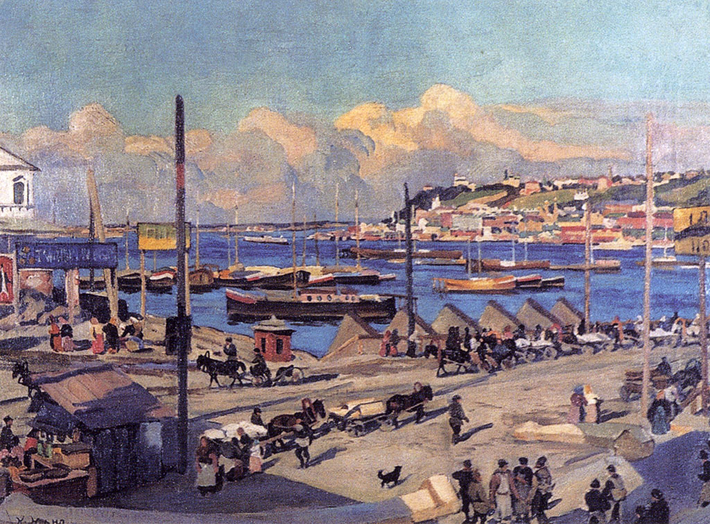 The Pierce on Volga. Nizhny Novgorod (1912) Konstantin Yuon tablo - Dekolata