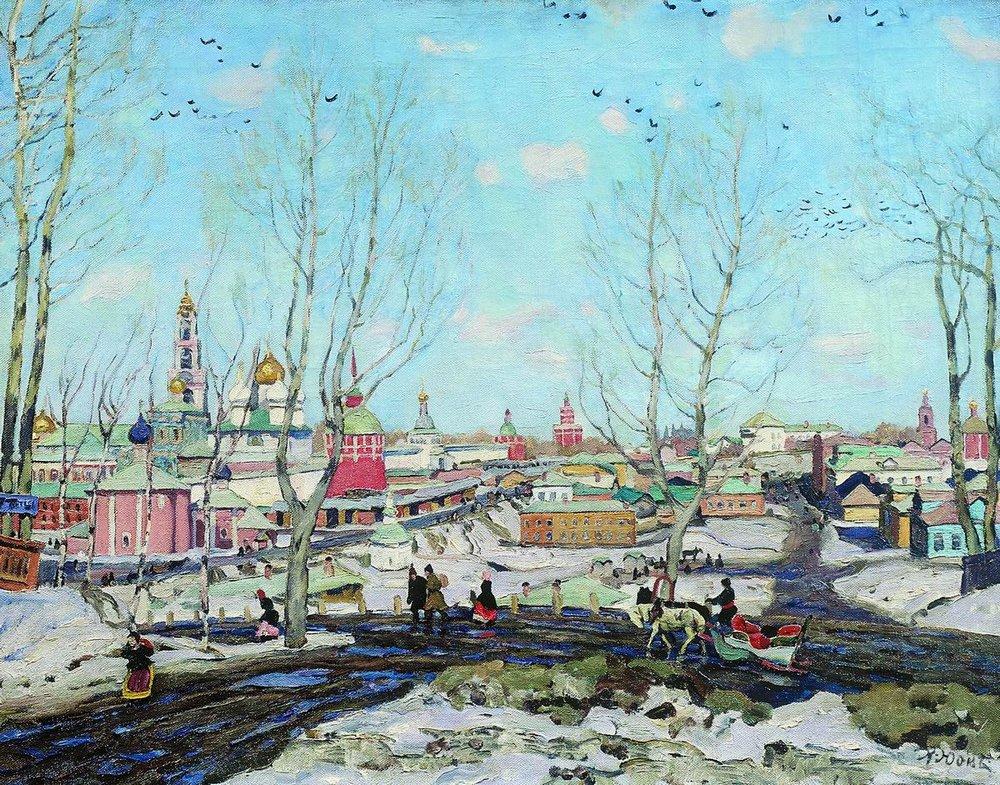 The Troitse Sergiyev Monastery in spring (1911) – Konstantin Yuon Tablo