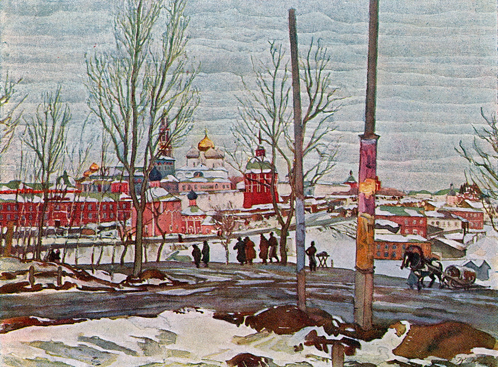 The Troitse Sergiyev Monastery. March (1910) Konstantin Yuon tablo - Dekolata