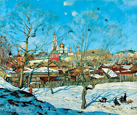 The View of Troitse Sergiyev Monastery (1921) – Konstantin Yuon Tablo