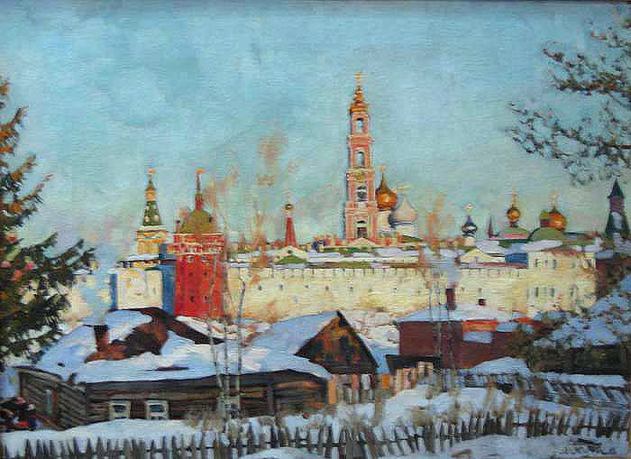 The View of Troitse Sergiyev Monastery from West (1921) – Konstantin Yuon Tablo