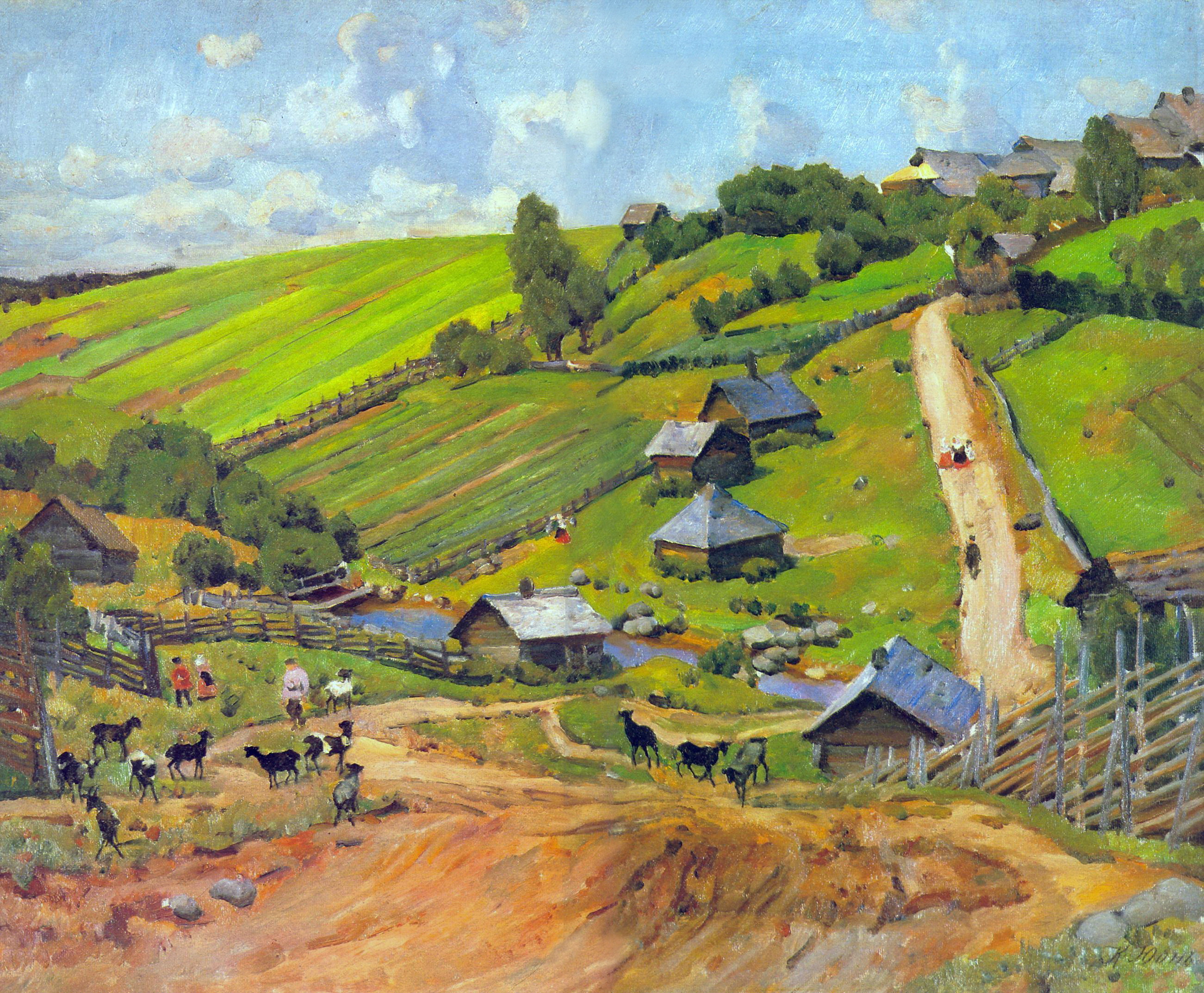 The Village of Novgorod Governorate (1912) Konstantin Yuon tablo - Dekolata
