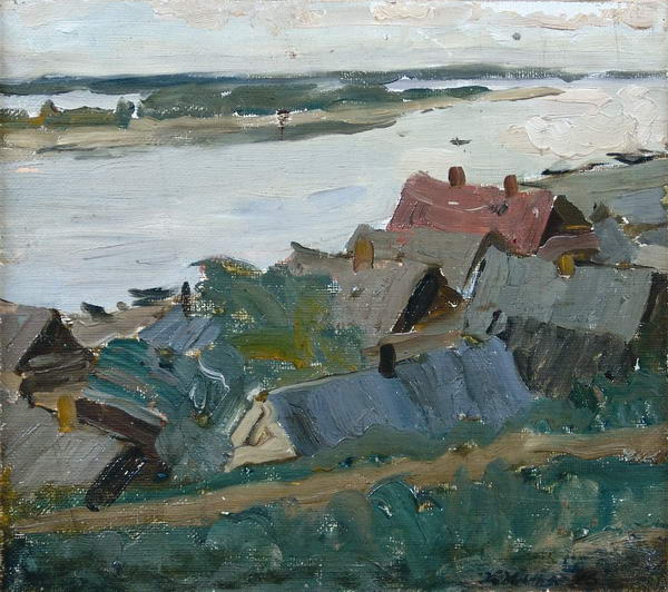 The Village on The River – Konstantin Yuon Tablo