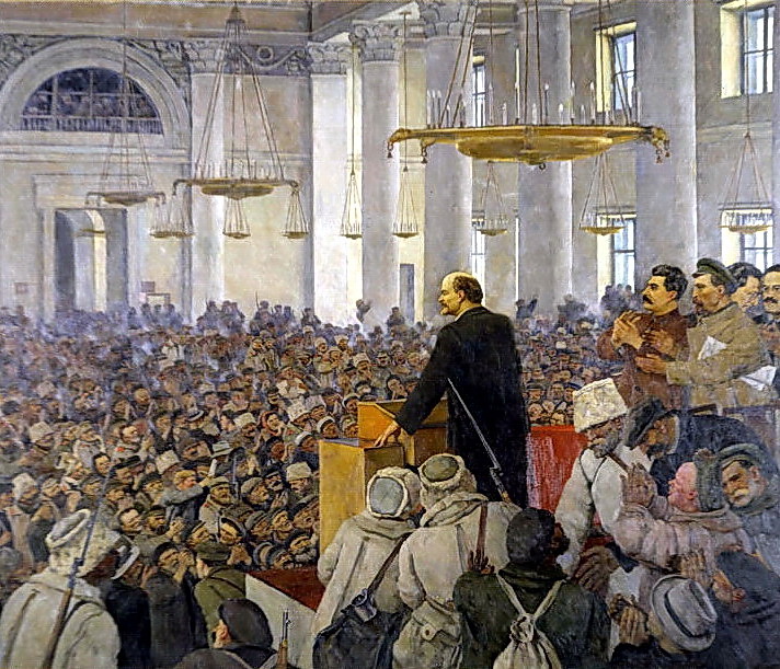 The first speech of Vladimir Lenin in the Smolny. Late version of the picture in (1927-1935) – Konstantin Yuon Tablo