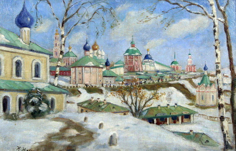 The procession on the slopes Konstantin Yuon tablo - Dekolata