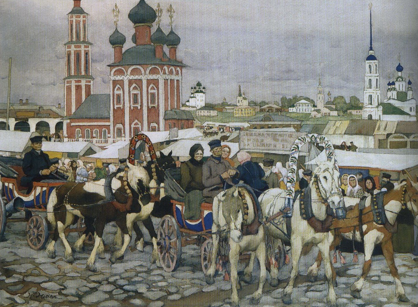 Triple in Uglich (1913) – Konstantin Yuon Tablo