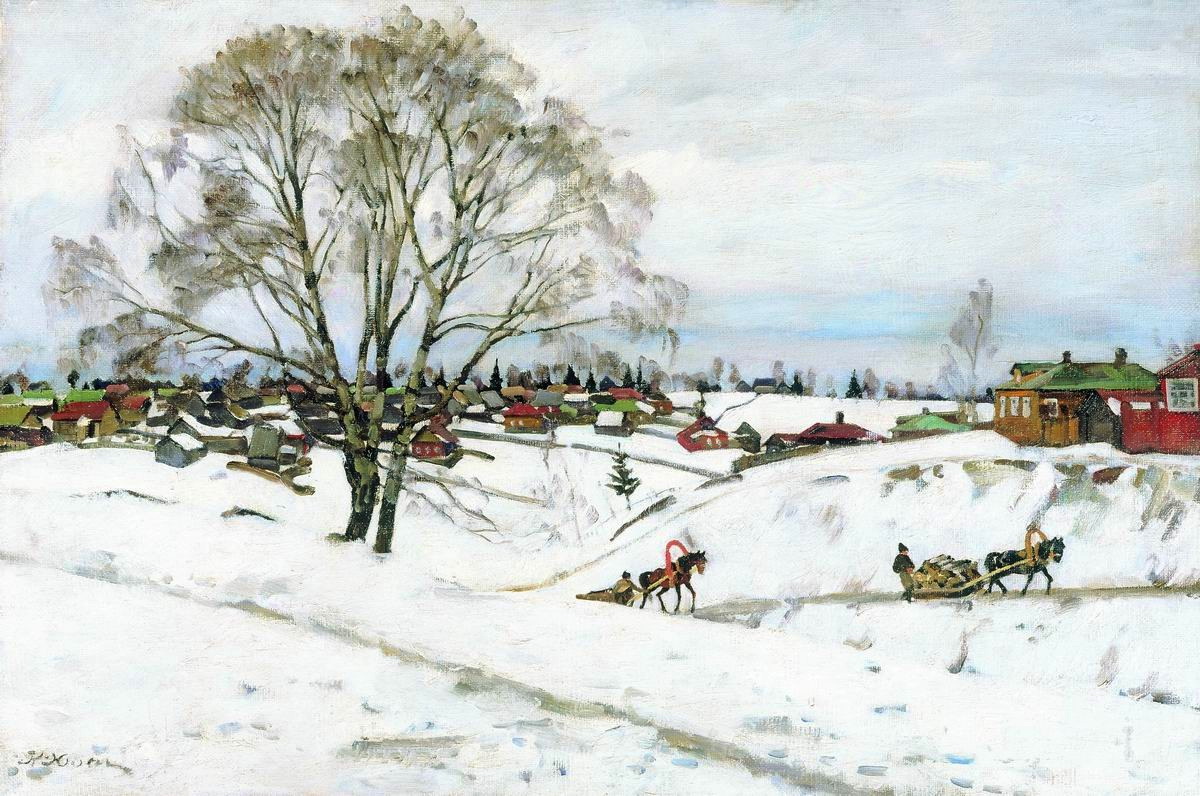 Winter. Black Birches. Sergiyev Posad (1921) – Konstantin Yuon Tablo