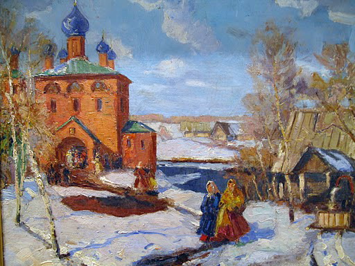 Winter. Landscape with The Red Church – Konstantin Yuon Tablo
