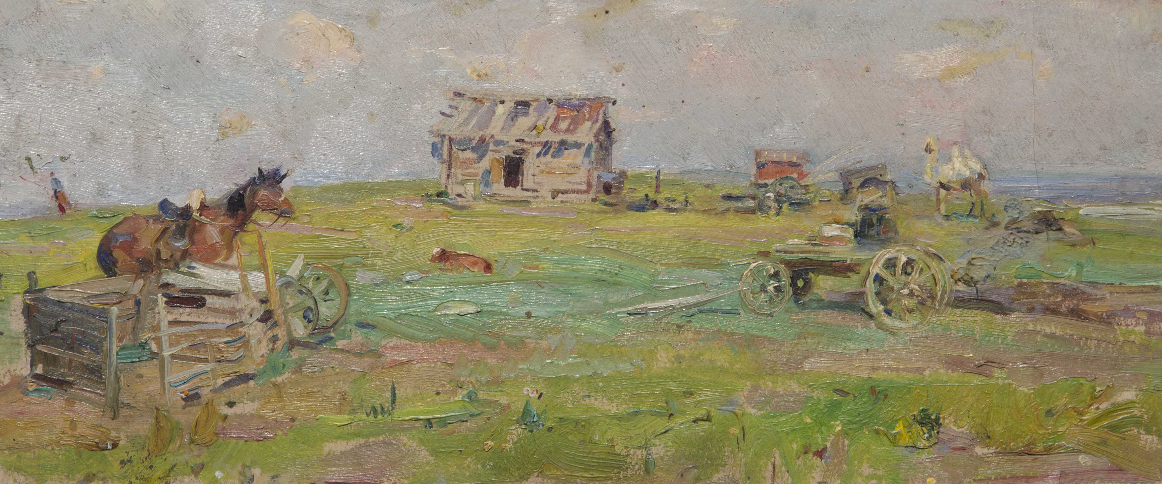 Agin steppe. At the summer camp (1951) – Mikhail Olennikov Tablo