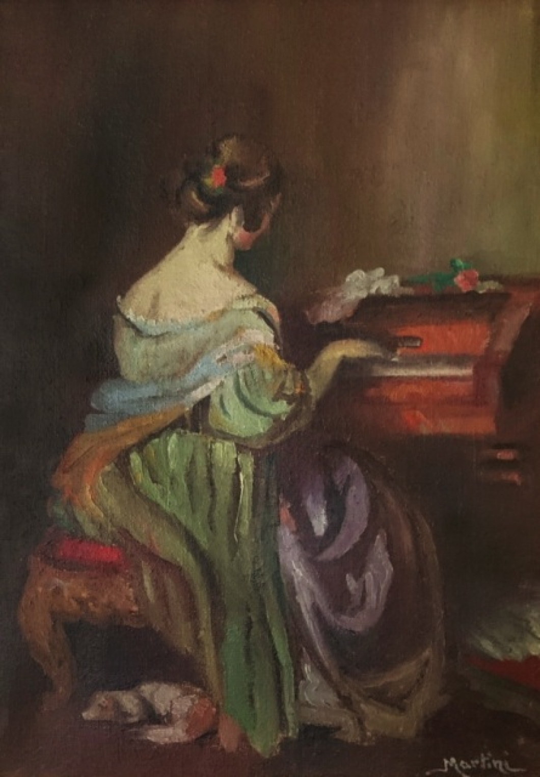 Girl playing the piano (1920) Nikola Martinoski tablo - Dekolata