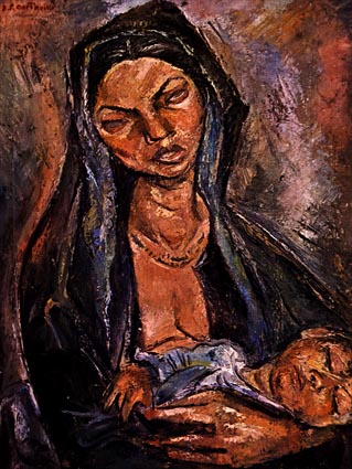 Mother with Child (1934) Nikola Martinoski tablo - Dekolata