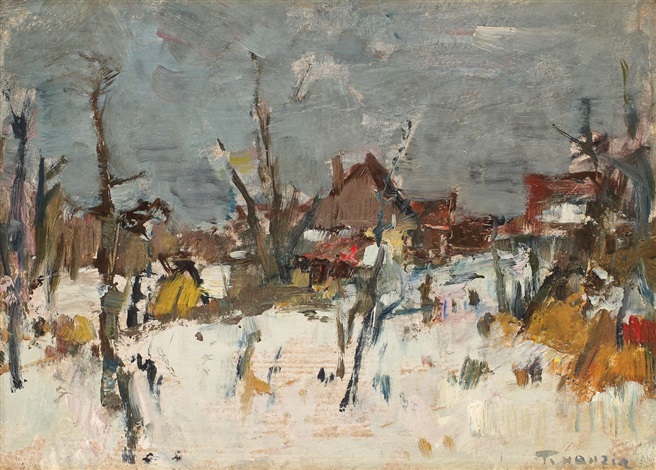 Winter in the village Teodor Harșia tablo - Dekolata