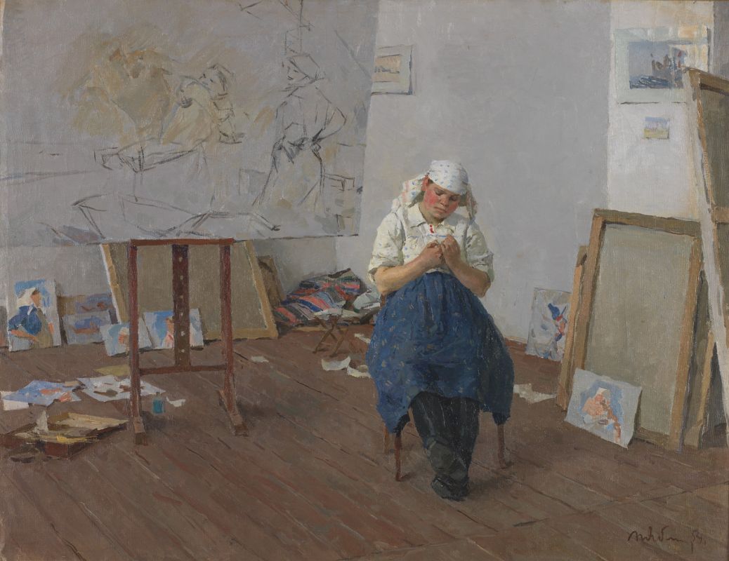 A Model on the Artist's Studio (1954) Tetyana Yablonska tablo - Dekolata