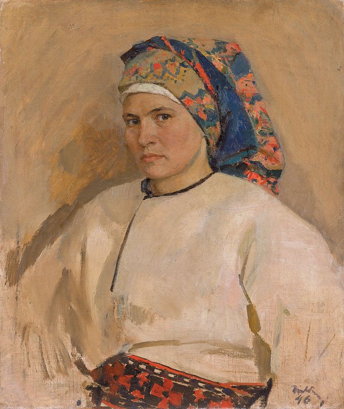 Self Portrait in Ukrainian Costume (1946) Tetyana Yablonska tablo - Dekolata