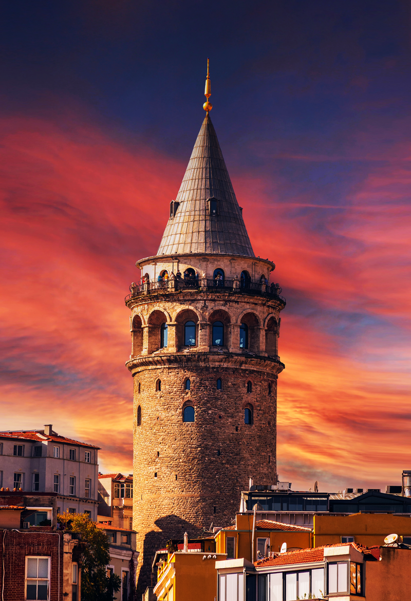 Gün Batımında Galata Kulesi Tablo