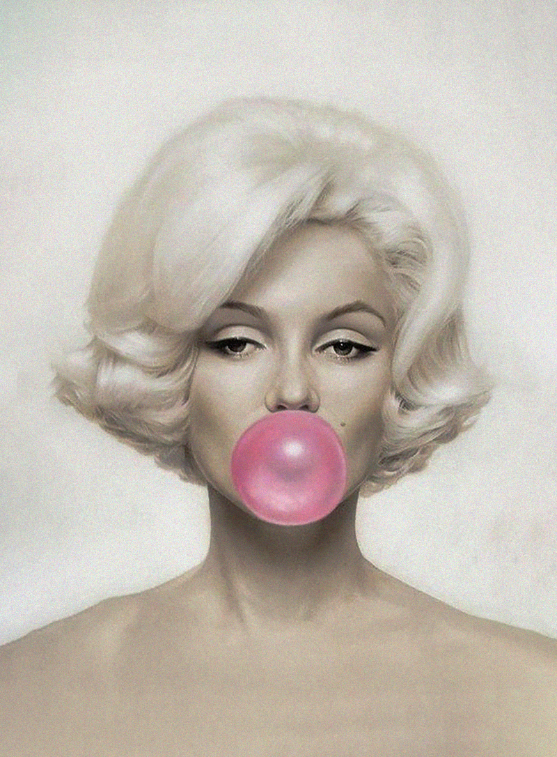 Pembe Sakız Balonlu Marilyn Monroe Portresi Tablo