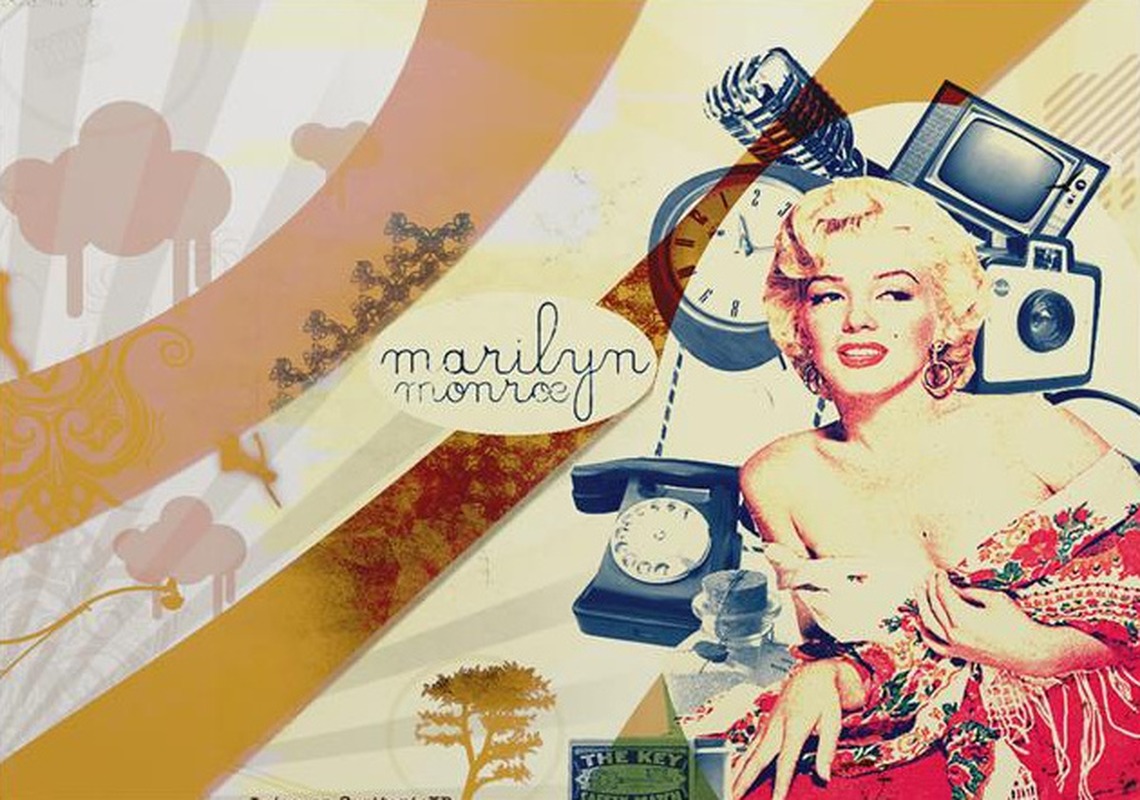 Retro Kolajlı Marilyn Monroe Portresi Tablo - Dekolata