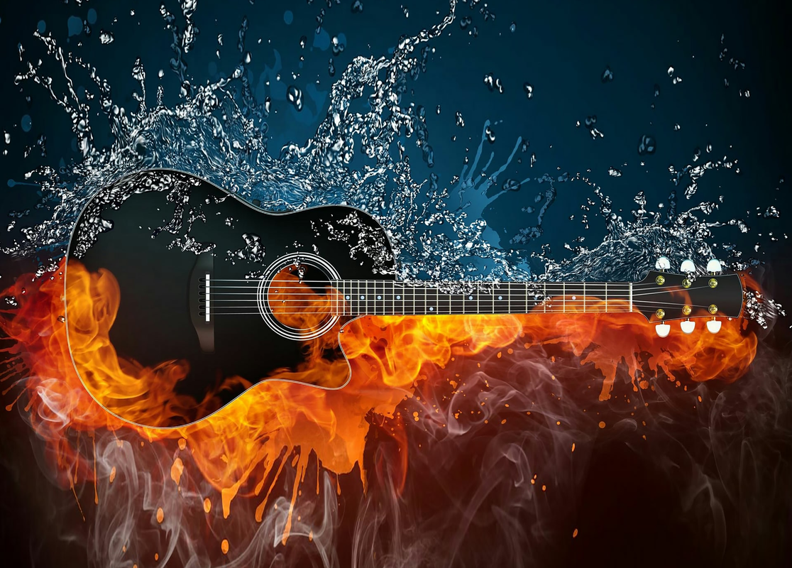 Su ve Ateş İçinde Gitar Tablo