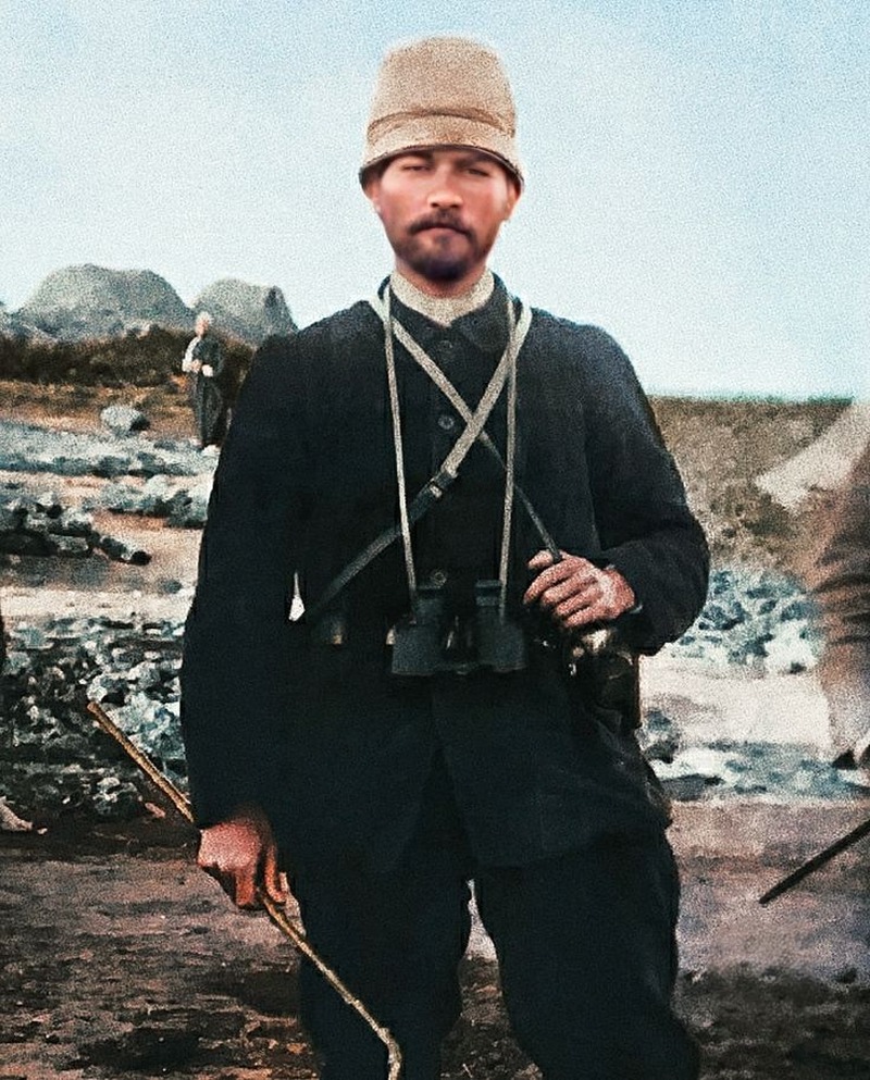 Dürbünlü Atatürk Cephe Fotoğrafı Renklendirilmiş Portre Tablo - Dekolata