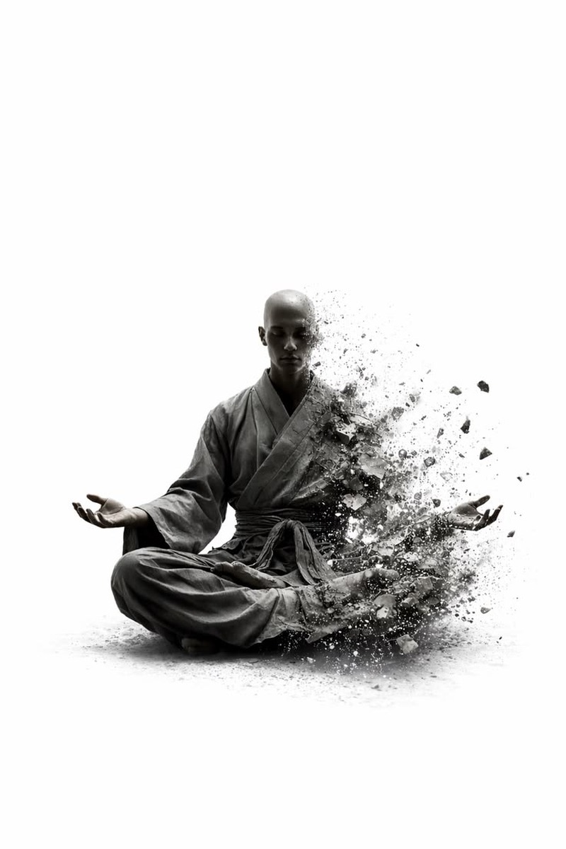 Toz Olup Dağılan Meditasyon Yapan Keşiş Tablo